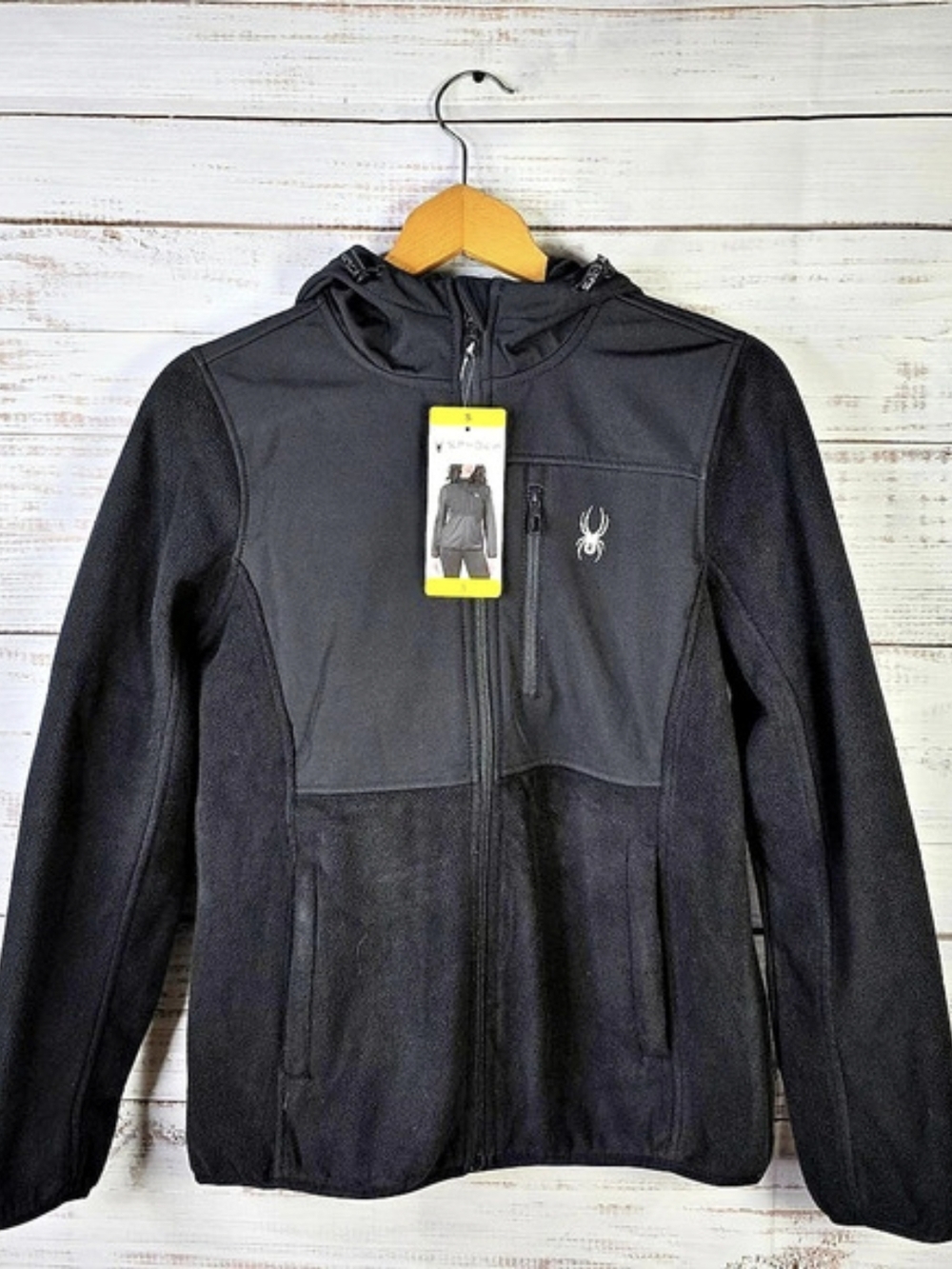 Spyder Women’s Small Black Full Zip Hooded Fleece Jacket NWT